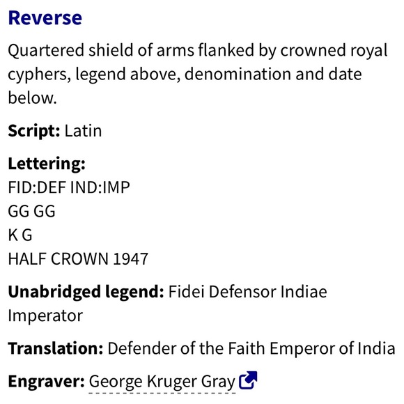 🎈$10 add on - 1947 HALF CROWN - George VI - Picture 5 of 6